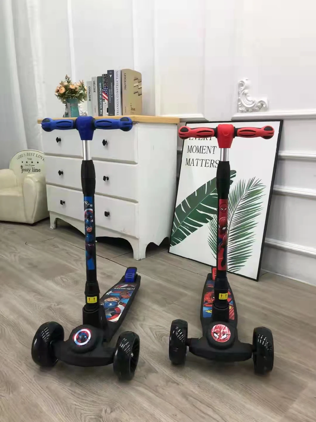 Wholesale Adjustable Height, 3 Light up Wheels Kids Kick Electric Scooter for Children 3 to 12 Years Old