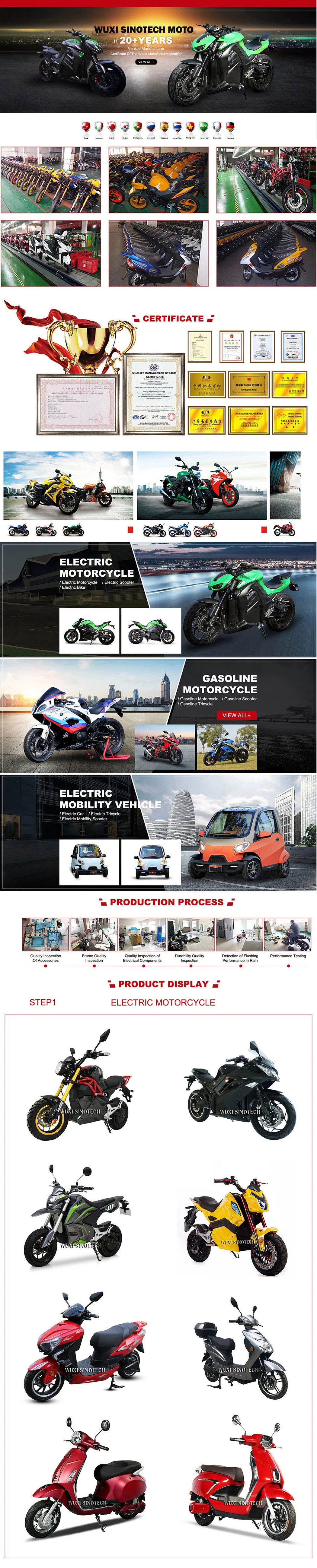 Direct Selling EEC Coc 1000W 48V Men Fast Electric Motorcycle with Removable Lithium Battery Electric Scooter with Pedal
